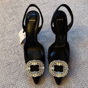 Mango Black Women's Shoes with Silver Embellishment